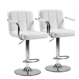 $80-$81 FREE SHIP Walmart by EDX: Bar Stools Set of 2 with PU Leather, Swivel High Back Bar Stools with Handles for Kitchen Island