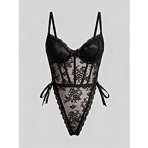 Avidlove Women's Lace Lingerie Bodysuit w/ Satin Side Bow (Various Colors) $6 + Free Shipping w/ Prime or $35+ Orders