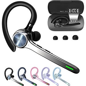 HEIBAS Bluetooth Headset, Wireless Earpiece with Mic for Work $29.97