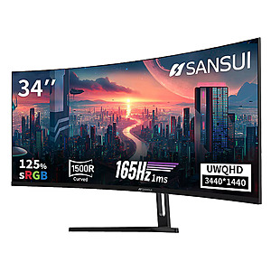 34" Sansui Curved WQHD 165Hz LED AMD FreeSync Gaming Monitor (SG34C5QK, VA Panel) $169.99 + Free Shipping