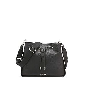 Calvin Klein Fay Drawstring Adjustable Hobo Bag (Black/Silver) $49.71 + Free Shipping