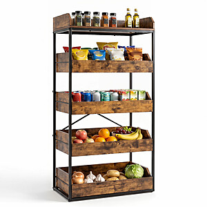 Costway 5-Tier Food Storage Rack with 4 Wooden Pull-out Drawers and Adjustable Feet $67 + Free Shipping