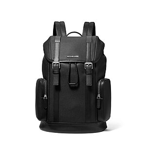 Michael Kors Men's City Buckle Leather Backpack, Silver Tone-Hardware/Black $155.4