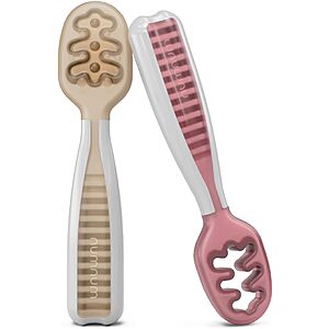 NumNum Baby Spoons Self Feeding 6 Months, 2-Pack Beige/Mauve $9.99