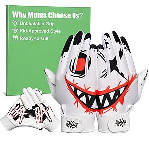 [Prime] Pixel Panda Youth Football Receiver Gloves (White or Black) $9.89 + Free Shipping