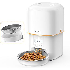 Yuposl 3L Automatic Cat Feeder w/ 1–6 Daily Meals, 180-Day Battery Life & Stainless Steel Bowl (White) $21.69 + Free Shipping w/ Prime or on $35+
