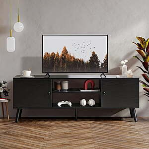 53.5" GIANNA Mid-Century Modern Wooden TV Stand for 55-60" TVs: Black $60, Brown & Vintage $63 + Free Shipping