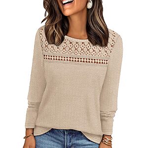 WIHOLL Womens Lace Long Sleeve Shirts $9.99