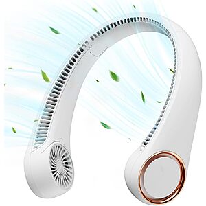 Gaiatop 4800-RPM Rechargeable Hands-Free Neck Fan w/ 3 Speeds & Up to 23.5-Hour Runtime (White) $9.85 + Free Shipping w/ Prime or on $35+