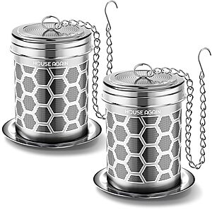 2-Pack House Again Extra Fine Mesh Tea Infuser Ball w/ Drip Tray (Stainless Steel, 2 Styles) $6.49 + Free Shipping w/ Prime or on $35+