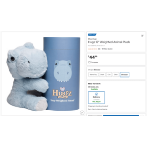 Hugz 12" Weighted Animal Plush $44.99