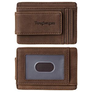 Toughergun Slim RFID Blocking Full Grain Leather Money Clip Wallet (Coffee or Black) $4.99 + Free Shipping w/ Prime or on $35+