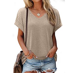 JUSTFASHIONNOW V-Neck Dolman Short Sleeve Shirt (Various) from $4.24 + Free Shipping w/ Prime or on $35+