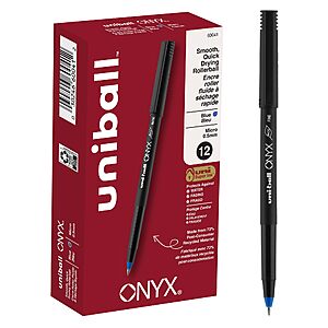 uniball™ Onyx Rollerball Pens, Micro Point (0.5mm), Blue~$5.65 With S&S @ Amazon