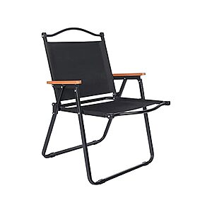 Foldable Yssoa Beach Chair w/ Storage Bag & Wooden Armrests (Black) $24.99 + Free Shipping w/ Prime or $6 Fee per Order