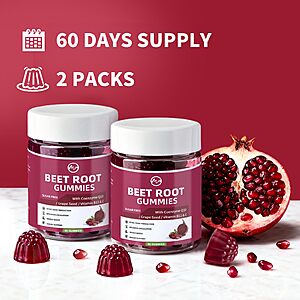 M inch Beet Root Gummies - Nitric Oxide Booster & Energy Support, 2 Pack $12.60 AC + Free Shpping