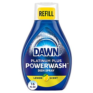 $1.79 ac S&S AMAZON Dawn, Platinum Plus Lemon Scent Dish Spray, 16 Fl Oz Refill