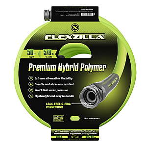 YMMV Flexzilla Premium Grade Garden Hose, 5/8 in. x 50ft., Hybrid Polymer, ZillaGreen $28
