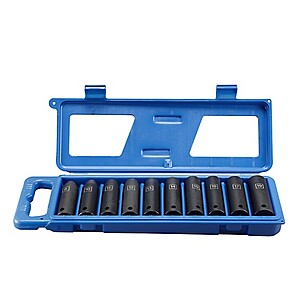 Tractor Supply, JobSmart 1/2 in. Drive Deep Impact Socket Set, 10 pc., Metric or SAE, $10.99, free pickup