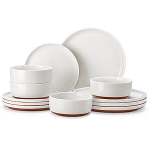 12-Pc Malacasa Tara Stoneware Plates & Bowls Dinnerware Set for 4 (White) $24.96 + Free Shipping w/ Prime or on $35+