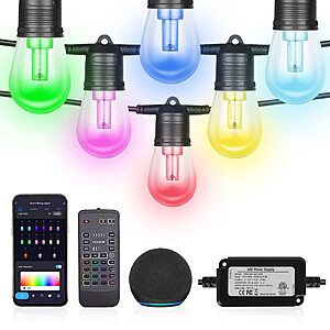 Queker Christmas String Lights Outdoor 96ft, IP65 Waterproof Color Changing Patio String Lights $19.99