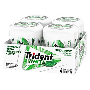 $8.93 S&S Q Trident White Spearmint Sugar Free Gum, 4 Bottles of 60 Pieces (240 Total Pieces)