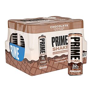 [S&S] PRIME Shakes, Chocolate, 32g Protein Shake for Muscle Support & Recovery, Ultra-Filtered Milk, Lactose Free, Low Sugar, Low Calorie, Ready to Drink, 11 fl oz, 12 Pack $18.19