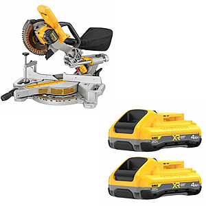 DeWalt DCS361B 7-1/4 in. Sliding Miter Saw W/ FREE 4Ah Powerpack Battery, 2 Pack DCB2104-2 $369