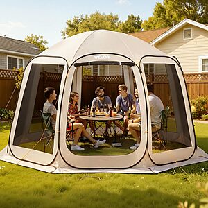 VEVOR 10' x 9.2' Pop-Up Screen House Tent (Beige) $75.51 + Free Shipping