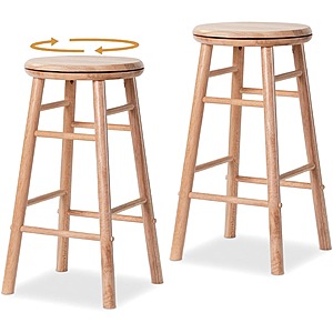 2-Pack COSTWAY 24" Counter Height Wooden Swivel Bar Stools (Natural) $52 + Free Shipping
