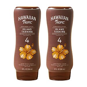 2-Pack 8-Oz Hawaiian Tropic Island SPF 4 Tanning Lotion $10 w/ S&S + Free Shipping w/ Prime or on $35+