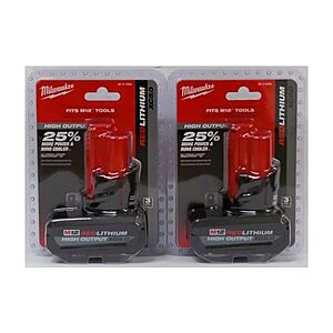 Milwaukee High Output 5Ah Battery 2 Pack 48-11-2450 12V Lithium-Ion $108