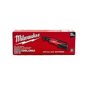 Milwaukee 2457-20 M12 Cordless 3/8" Sub-Compact 35 ft-Lbs 250 RPM Ratchet w/ Variable Speed Trigger Tool Only $80