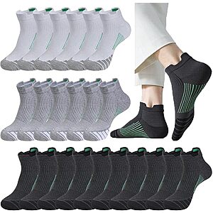 10-Pair Men's Athletic Ankle Socks (Multi-Color or White) $6.99 + Free Shipping w/ Prime or on $35+