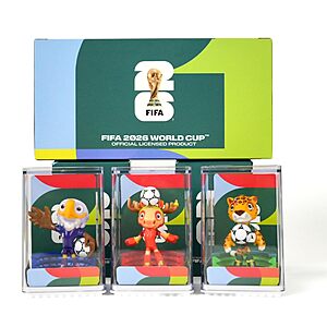 3-Pack 3" Sanyetral FIFA 2026 World Cup Mascot Figurine Set (Maple, Zayu & Clutch) w/ Display Cases $24.99 + Free Shipping w/ Prime or on $35+