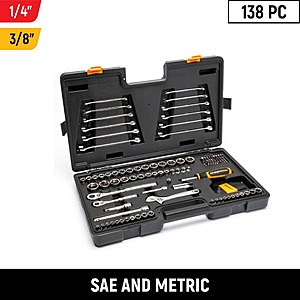 1/4 in. and 3/8 in. Drive 72-Tooth 6-Point Professional Tool Set (138-Piece) $79.97