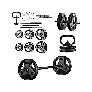 43-Lb Adjustable Weight Set w/ 55" Barbell, Dumbbell & Kettlebell Handle $69.99 + Free Shipping w/ Prime