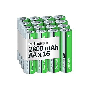 New Woot Customers: $4.99 | 16-Ct Granicell AA 1.2V 2800mAh NiMH Rechargeable Batteries at Woot!