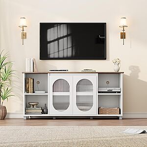 62.6" Idealhouse TV Stand w/ Fluted Glass Doors  for TVs up to 65" (White)  $44.79 + Free Shipping