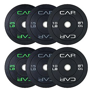 CAP 100lb Economy Olympic Bumper Plate Weight Set $83.99