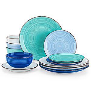 12-Pc vancasso Bonita Blue Spiral Stoneware Dinnerware Set (Service for 4) $26.94 + Free Shipping w/ Prime or on $35+