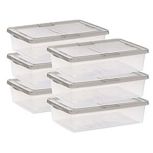 $21 Sams Club IRIS USA, 6 x  28 Quart Underbed Snap Lid Clear Plastic Storage Container, 16.25" W x 24" L x 6" H,