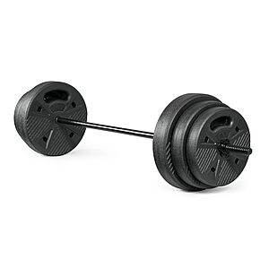 $58.99: CAP 100LB Threaded Barbell Set 47" Bar 25LB 15LB 10LB Grip Plates Star Collars at Amazon