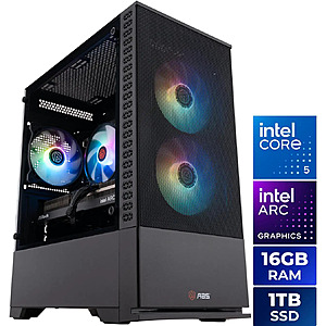 ABS Cyclone Aqua Prebuilt Gaming PC - Windows 11 - Intel Core 5 120 - Arc A580 8GB - 16GB DDR4 - 1TB NVMe SSD $729.99