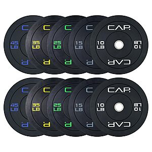 CAP 260lb Economy Olympic Bumper Plate Weight Set w/ 2-inch Center Hole $219.99 + Free S&H at Amazon