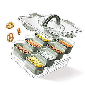 Cook with Color 8-Compartment Snackle Box Charcuterie Container Divided Tray w/ Lids and Handle (White, Olive) $5.00 + Free S&H w/ Walmart+ or on $35+