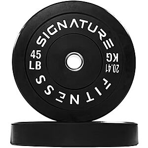 [AC] $57.01* | 90lbs (2x 45lb) Signature Fitness 2" Olympic Bumper Plate Weight Plates w/ Steel Hub at Amazon