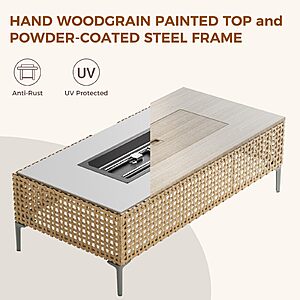 Grand patio 47" Propane Fire Pit Table, Wicker Storage Box, Outdoor $239.99