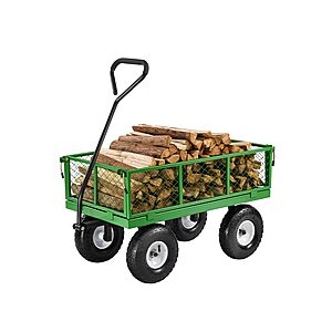 $64.04: VEVOR 680 Lbs Steel Garden Cart with 10" Tires Removable Mesh Sides 180° Rotating Handle at Amazon