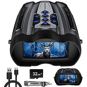 WISHBETY 4K Night Vision Goggles, 5000mAh, 16X Digital Zoom, 3.5" HD Screen and 1000FT Infrared Range, 32GB TF Card $44.99